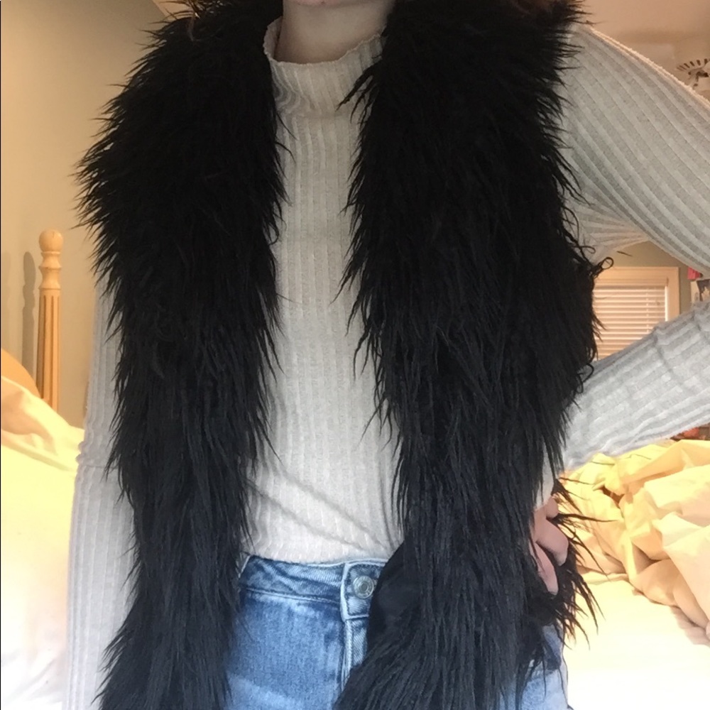 INC faux furry vest